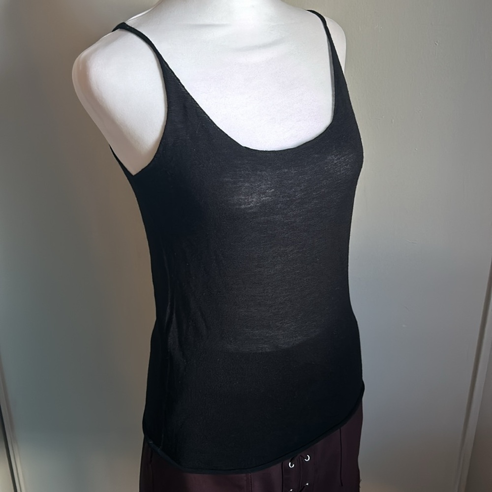 New Kerisma Fine Gauge Lightweight Knit Slim Fit Sweater Raw Edge Tank Top - Picture 2 of 9
